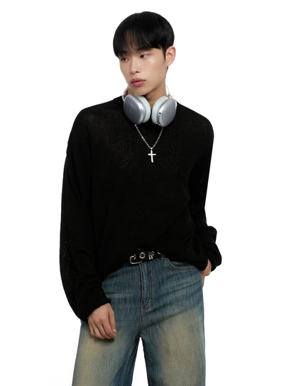 mens-loose-fit-sweater-ig520 / Black