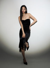 velvet-sweetheart-tube-top-maxi-dress-id306 / Black
