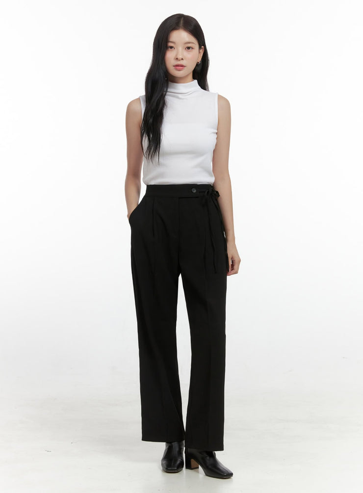 strap-wide-tailored-pants-os423 / Black