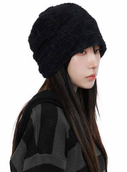 faux-fur-loose-fit-beanie-co521 / Black