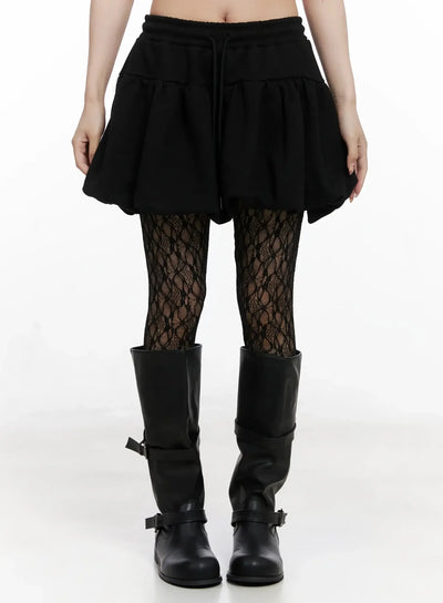 balloon-fit-flared-mini-skirt-in525 / Black