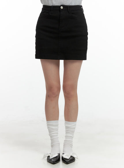 basic-cotton-mini-skirt-ol417 / Black