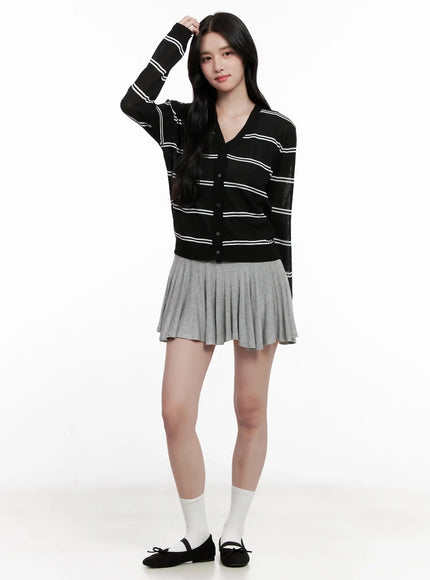 sheer-striped-cardigan-cl515 / Black