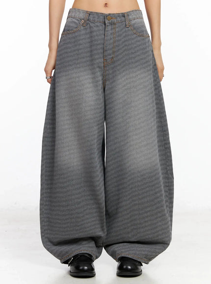 novah-check-wide-leg-jeans-ca513 / Black