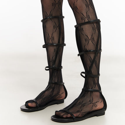 strap-sandal-long-boots-iy502 / Black