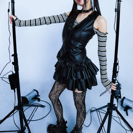 faux-leather-bustier-vest-cd522 / Black