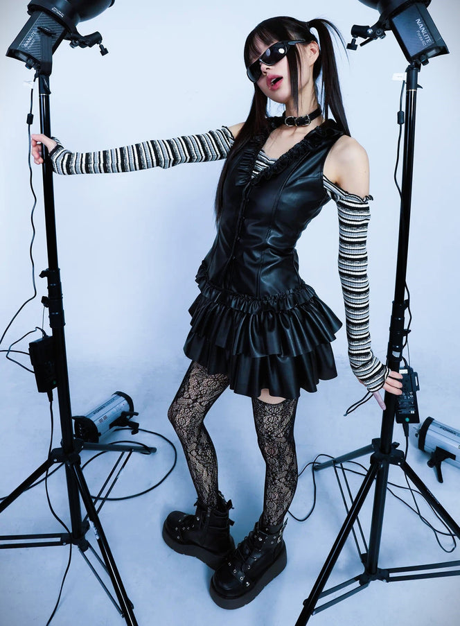 faux-leather-bustier-vest-cd522 / Black