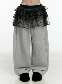 layered-star-mesh-skirt-id525 / Black