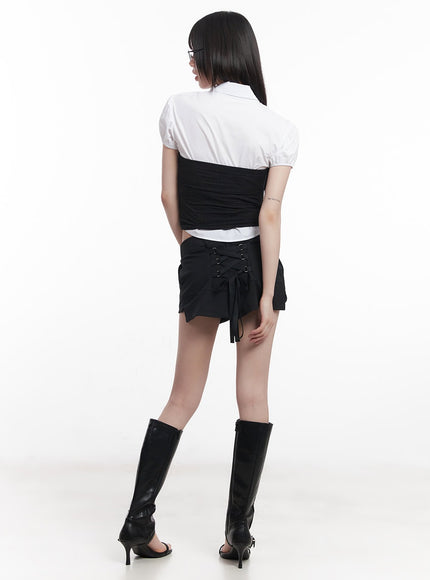 corset-waist-shorts-cu506 / Black
