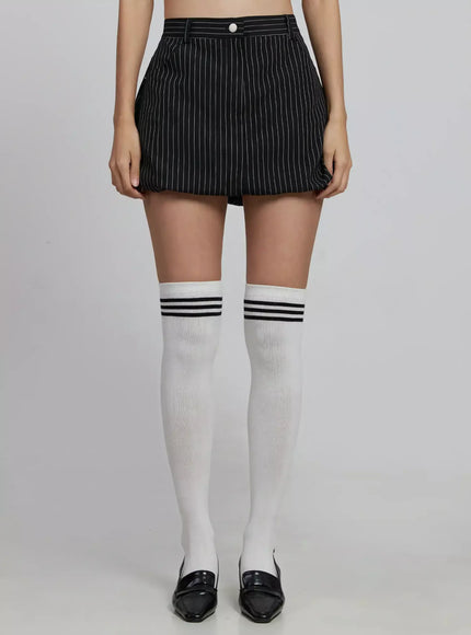 striped-bubble-mini-skirt-im520 / Black