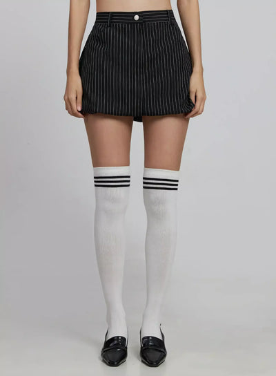 striped-bubble-mini-skirt-im520 / Black