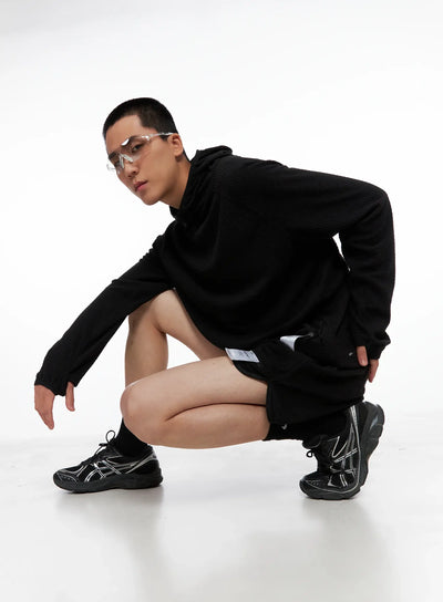 Men's Logo Detail Long Sleeve Hoodie IS502