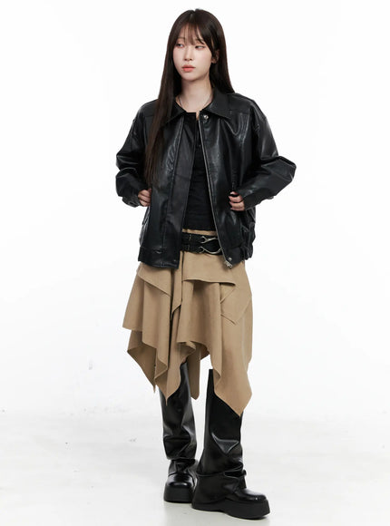 oversized-faux-leather-jacket-co521 / Black