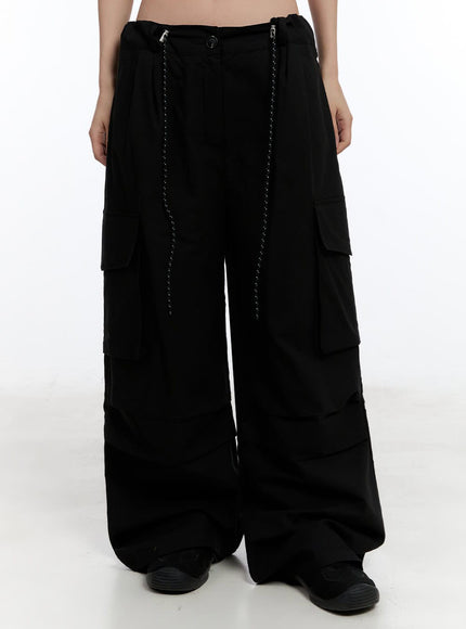 pintuck-wide-leg-pants-iu509 / Black