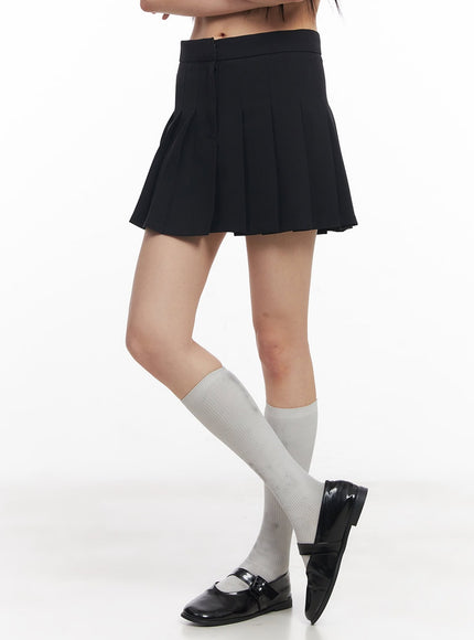 classic-pleated-mini-skirt-cy514 / Black
