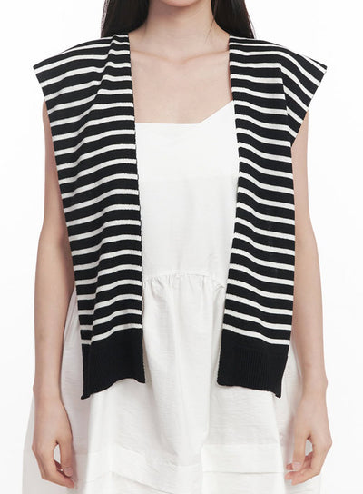 stripe-knit-sweater-scarf-iy509 / Black