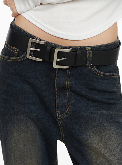 double-square-buckle-belt-in503 / Black