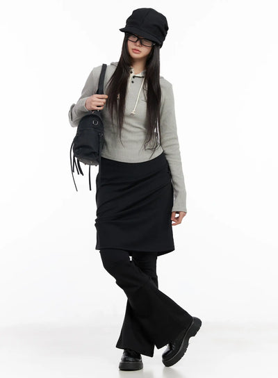layered-skirt-pants-cm512 / Black