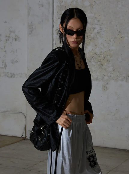 black-nylon-slim-fit-jacket-cs511 / Black