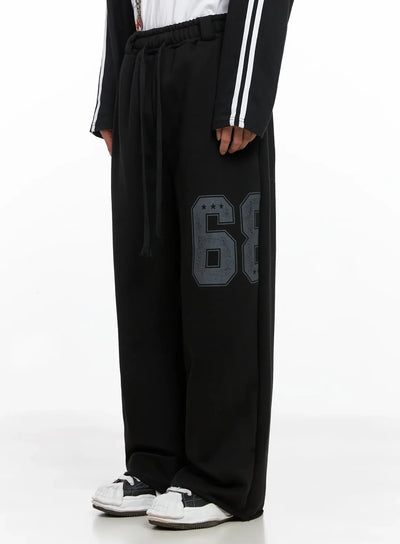 mens-number-graphic-sweatpants-io517 / Black