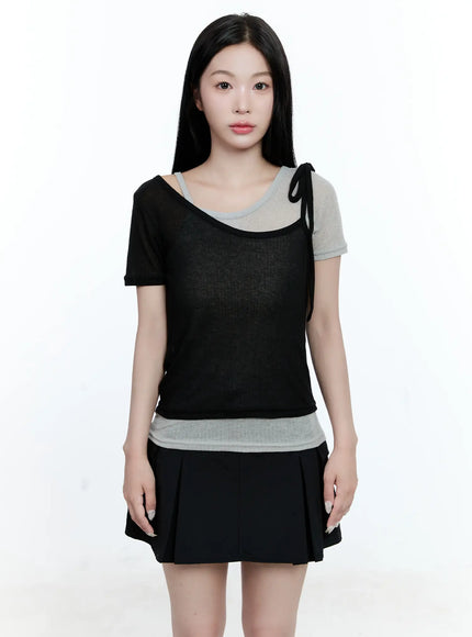 Layered Bow Short-Sleeve Tee CG513