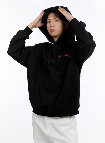 mens-lettering-oversize-hoodie-black-ig428 / Black