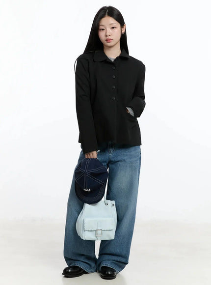 classic-button-up-blazer-im519 / Black