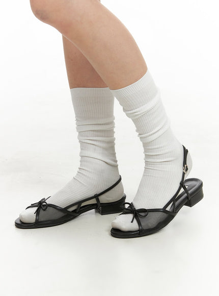 ribbon-mesh-sandals-oy421 / Black