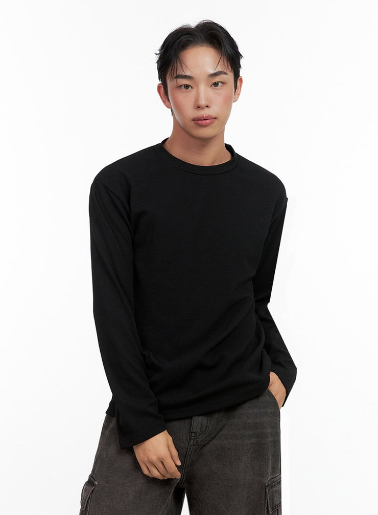 mens-basic-long-sleeve-tee-in426 / Black