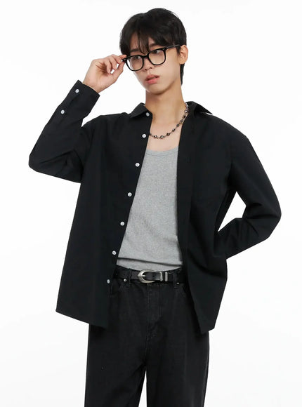 mens-classic-button-up-shirt-io517 / Black