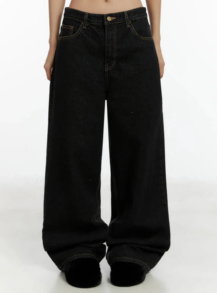 noemi-wide-leg-stitch-jeans-id525 / Black