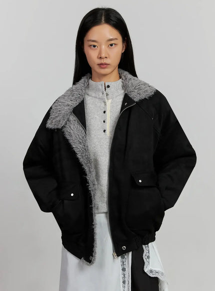 suede-shearling-jacket-ij505 / Black