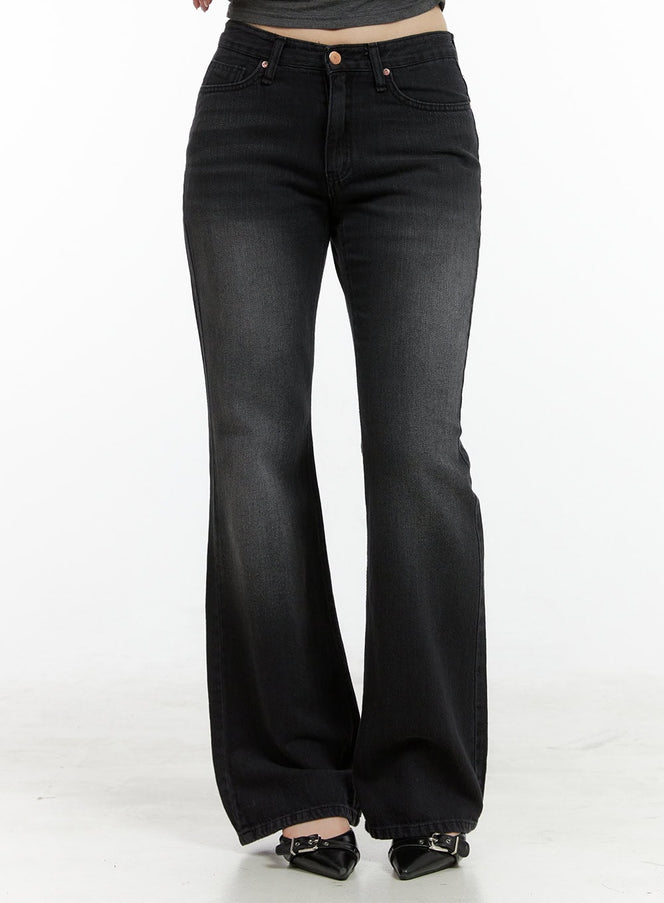 loose-fit-bootcut-jeans-cl422 / Black