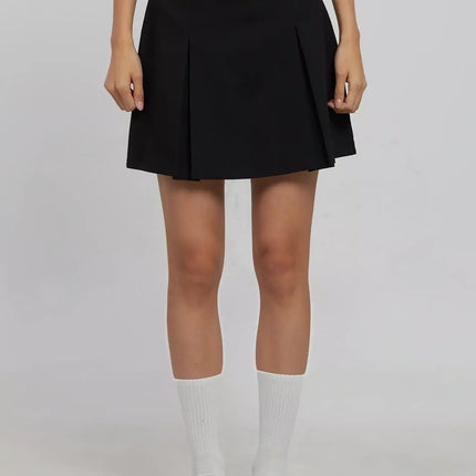 pintuck-mini-skirt-ij508 / Black