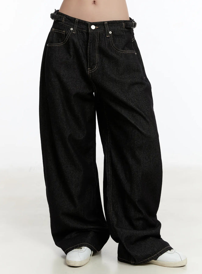 marissa-casual-wide-leg-jeans-cm511 / Black