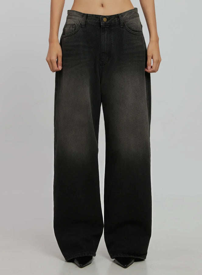 blaire-dark-washed-wide-leg-jeans-ij509 / Black