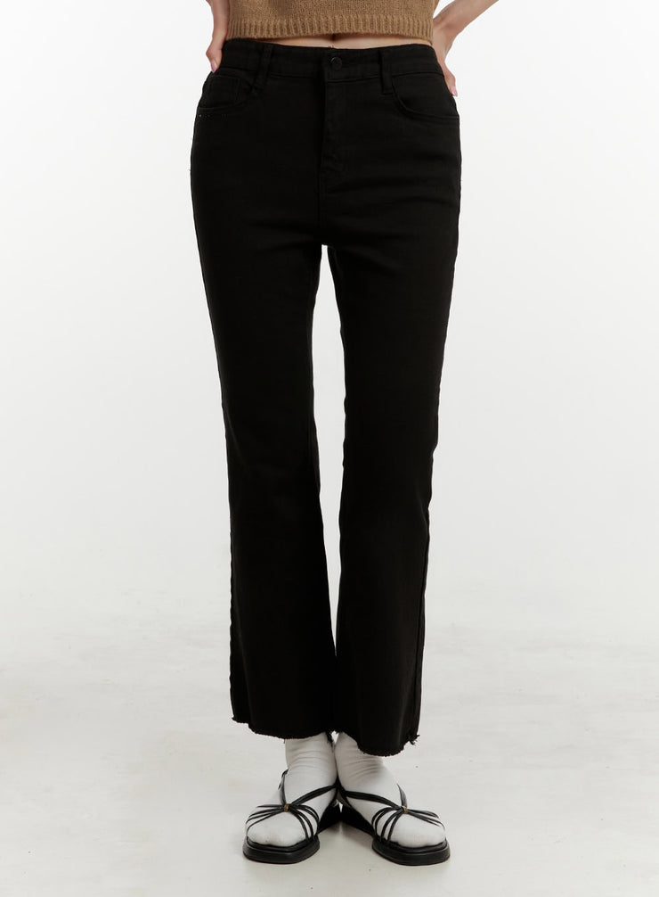 destroyed-hem-mirage-slim-fit-pants-oy409 / Black