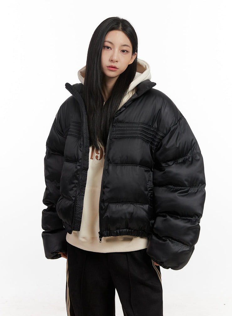 zipup-oversize-puffer-coat-cn428 / Black