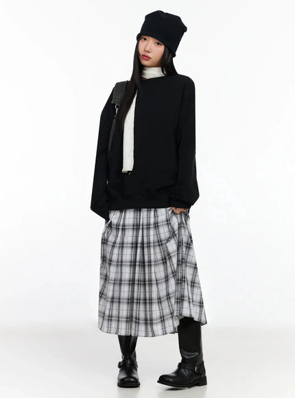 oversized-loose-fit-crewneck-sweatshirt-ia507 / Black