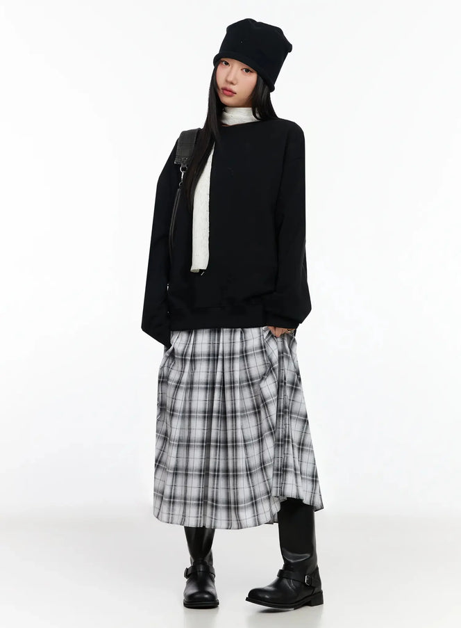 oversized-loose-fit-crewneck-sweatshirt-ia507 / Black