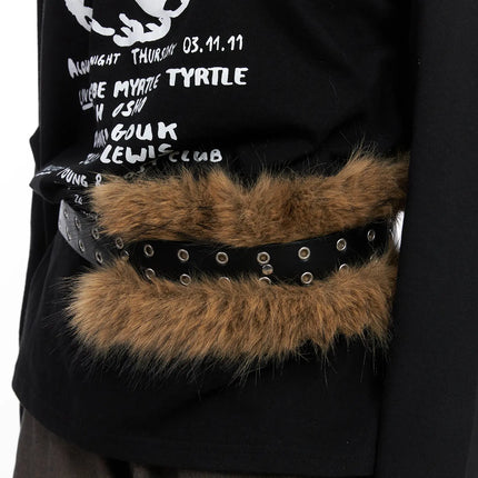 faux-fur-eyelet-belt-cn521 / Black