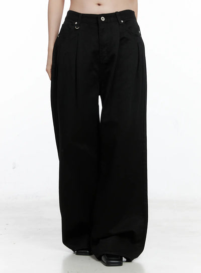 pintuck-wide-pants-co503 / Black