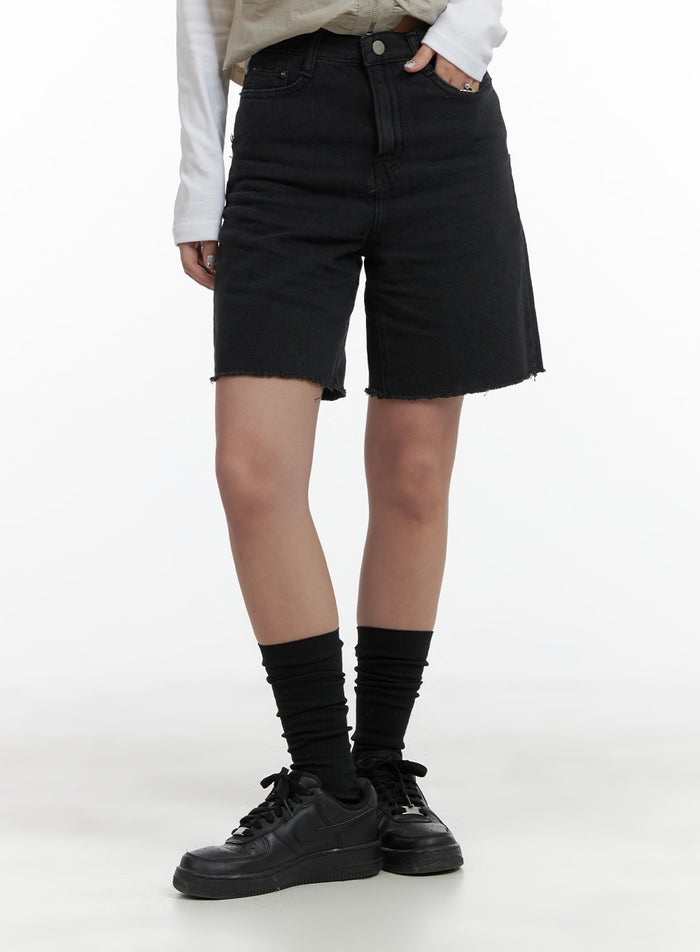 raw-cut-wide-fit-shorts-ca415 / Black