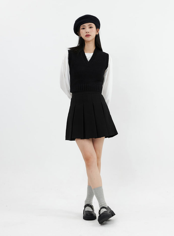 pleated-mini-skirt-os326 / Black
