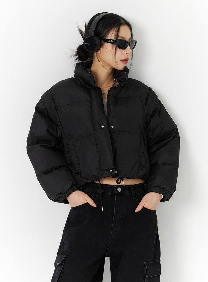 high-collar-crop-puffer-jacket-id306 / Black