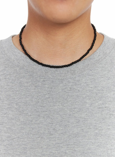 mens-classic-beaded-necklace-is510 / Black