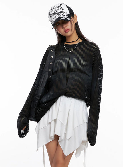 ribbed-lightweight-long-sleeve-tee-ig528 / Black