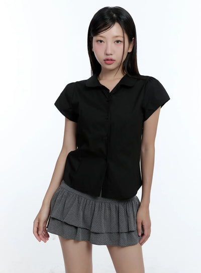 collared-short-sleeve-shirt-cu527 / Black