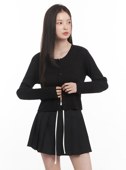 knit-buttoned-cardigan-iy513 / Black