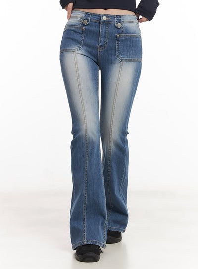 sylpha-slim-stitched-bootcut-jeans-ca530 / Blue